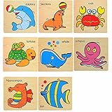 Mamimami Home 積み木 木製 海洋生物　パズル 知育玩具 モンテッソーリおもちゃ ベビーギフト 幼児 子供 教育 教材 誕生日プレゼント 出産祝い 1ゼント