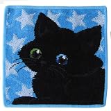 フェイラー ハンカチ ハンドタオル タオルハンカチ 25cm ブラックキャット 黒猫 オッドアイ ブルー [並行輸入品]
