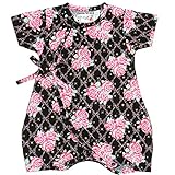 【本体綿100%】夏物 くろわっさんすべべ 花柄 甚平グレコ 和柄 ブラック◇50-60cm