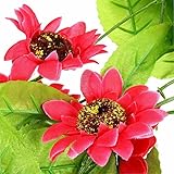 吊り下げビニールホット10個ヒマワリの花の人工的な緑の葉の籐巻線偽紅葉ブドウの木の装飾のための家のバルコニー-Rose Red