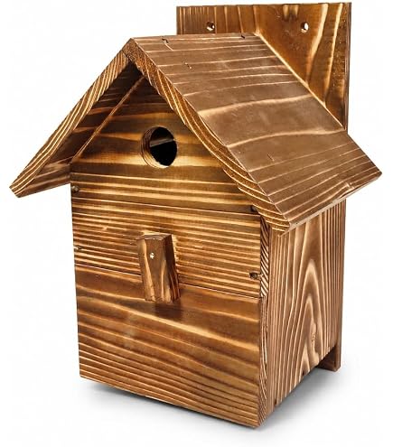 Amazon.co.jp: 鳥 巣箱 吊り下げ 大型 屋根付き 木製 野鳥用巣箱 6穴