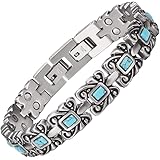 Wollet Jewelry Healthy Antique Style Blue Turquoise Magnetic Bracelets for Women