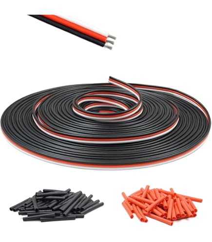 Câble Servo JR 50 Pieds – 26AWG 30 Brins – 1,2 Mm – Brun/rouge/orange – Modélisme RC – 15 Mètres