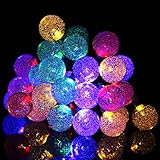 Yalufa イルミネーションライト 30LED 水玉 泡入り ボール ストリングライト ソーラー充電式 光センサー内蔵 自動点灯 2発光モード 防水防雨 クリスマス 飾り