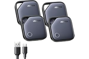 UGREEN FineTrack Smart Finder 4個 充電式 スマートトラッカー Appleの「探す」に対応 (iOS端末のみ) 探し物防止タグ USB-C充電 1年長持ち 超薄型 紛失防止 デバイス 財布 鍵 バッグ iPhone「探す