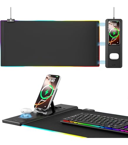 Gaming Mouse Pad RGB, 35x15.8 Large Keyboard Desk Mat 35 X11 8 Large Rgb Mouse Pad For Laptop Pc Keyboard 24 Light Effects - View #2