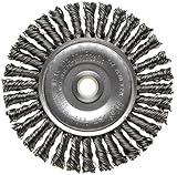 Weiler Dualife Narrow Face Wire Wheel Brush, Round Hole, Steel, Stringer Knotted, 4" Diameter, 0.020