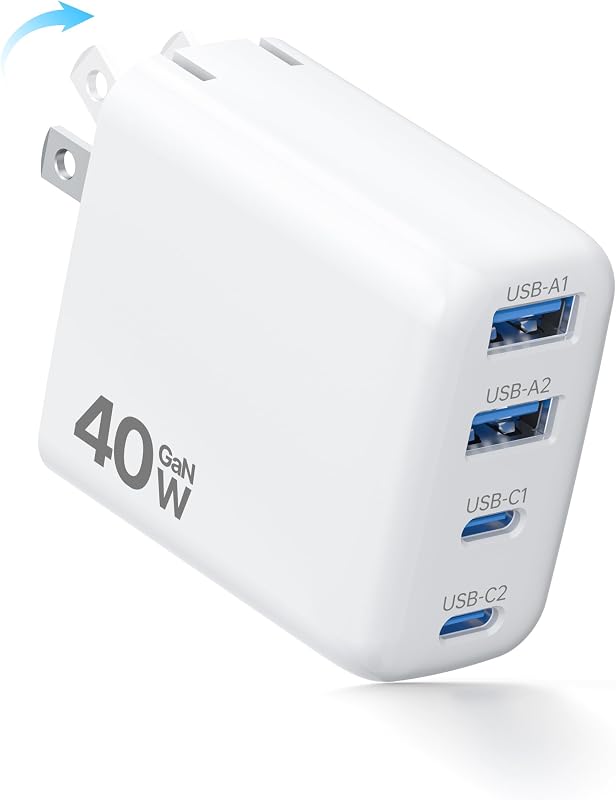 合計40W 急速充電器 タイプc 充電器【4台同時充電・超低温・折畳み式】iPhone 充電器 PD 急速充電 PSE技術基準適合 GaNIII技術 PD3.0/PPS/SCP規格対応 超小型 軽量 iPhone/iPad/AirPods その他USB-C機器対応