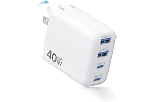 合計40W 急速充電器 タイプc 充電器【4台同時充電・超低温・折畳み式】iPhone 充電器 PD 急速充電 PSE技術基準適合 GaNIII技術 PD3.0/PPS/SCP規格対応 超小型 軽量 iPhone/iPad/AirPods その他USB-C機器対応