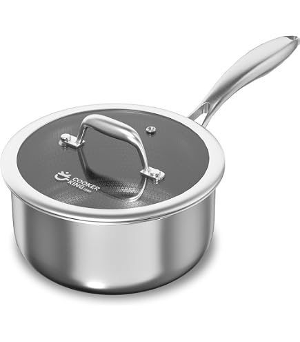 thumbnail interactive-video image 1 of AuFranc™ Hybrid Nonstick 2 Quart Stainless Steel Saucepan With Glass Lid, Induction Sauce Pan With Honeycomb Carving, Non-stick Sauce Pot Compatible With All Cooktops, Dishwasher Safe, Non-Toxic 1 of 14