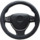 ZATOOTO 車用 ハンドルカバー 軽自動車 Ｓサイズ 本革 メッシュタイプ 通気性よし グリップ感よし ステアリングカバー ブルー LY112-L