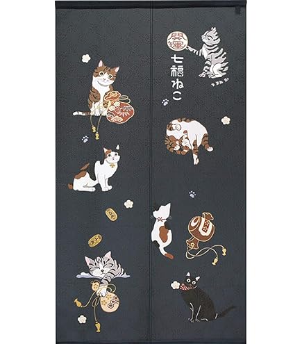 Amazon｜のれん 猫 月 後ろ姿 ブラック 猫柄 おしゃれ 目隠し