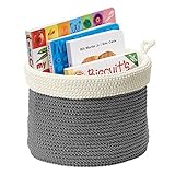 mDesign Knit Baby Nursery Closet Organizer Bin for Stuffed Animals Toys Books - Small Gray/Ivory [並行