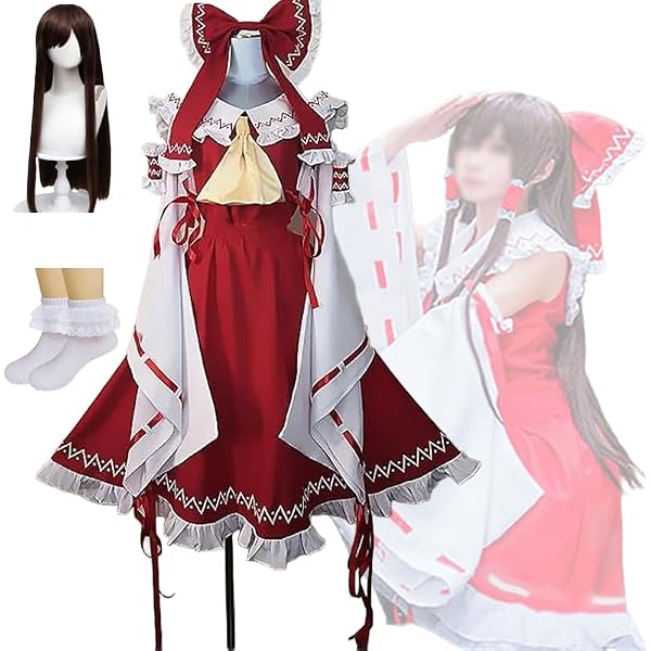 Amazon.co.jp: [QLPLYZON] ウィッグ付き 博麗霊夢 コスプレ衣装 : ホビー