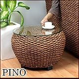 【アジアン家具】ウォーターヒヤシンス ラウンドテーブル PINO(ピノ) ガラス天板