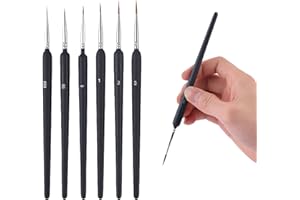 DFsucces 極細美術画線筆 6本 面相筆 塗装筆 絵筆 水彩筆 油絵筆 勾線筆 水彩画 水墨画 日本画 画材 (極細-黒)