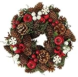 クリスマスリース/Wreath-Red Apple & Snow Mark S/X'mas
