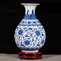 2体の価格 青白磁の花瓶 人物と風景の手描き絵 景徳鎮『青花山水花瓶』