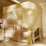 royal- U型レール釣りロッドTelescopic Mosquito Net three-door Singleダブル暗号化Thickeningステンレススチールブラケットベージュ Diamete