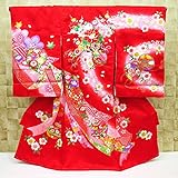 【花車・鼓・鈴・赤】 女児　初着　祝着 のしめ 産着 女の子のお宮参り着物