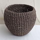 【ノーブランド品】[鉢カバー]アバカバスケット 直径17cmスモーク[4号鉢用・高さ17cm]