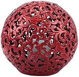 Stonebriar Indoor/Outdoor Ceramic Sphere with Flameless Candle, Red by Stonebriar