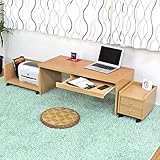 ロータイプデスク3点セットスライドテーブル仕様90cm幅 デスク+ラック+チェスト (ナチュラル)