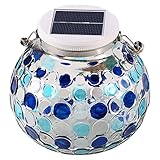 ソーラーライト　ガーデンライトおしゃれで優しい光です。ガラス製ライト　心が癒されます！クリスマスイルミネーション　プレゼントにも最適！ソーラーで電気代0円、自動点灯・消灯で手間いらず！ (青)