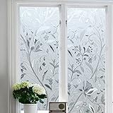 Bloss Etched Lace Window Film No Glue 3D Pattern Window Treatments Static Cling Film for Window Priv
