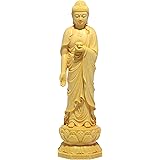 【HAMMARS】 阿弥陀如来立像 20cm 天然木製(柘植ツゲ) 阿弥陀仏 木彫仏像 阿弥陀様
