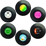 コースター シリコン 6枚セット SENHAI おしゃれ レコード コースター シリコンコースター コップ用マット コーヒー ドリンク 滑り止め- 4.1”