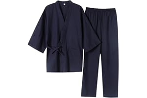 [SISOFTLY] シソフトリー メンズ 七分袖 甚平 無地 春夏用 2重ガーゼ セット 洗える夏着物 作務衣 メンズのパジャマ セット
