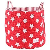 Minene Large Storage Basket with Red Stars - star storage baskets, round storage baskets, large fabr