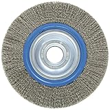 Walter 13B180 Crimped Wire Stringer Bead Wheel Brush, Round Hole, Stainless Steel 304, 8' Diameter, 
