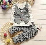 (チ-ンスン) Qingsun　上品　スーツ 子供服 ロンパーススーツ ベビー服　長袖 新生児 出産祝い 結婚式 2点セット 4サイズ選択