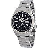 SEIKO 5 SNKN13J1 メンズ日本製ステンレススチールブラックダイヤル曜日日付自動腕時計, 自動巻き腕時計。