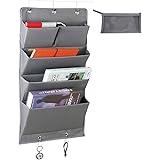 Amazon ウォールポケット 壁掛け収納 3段 8ポケット 掛けるフック付き 新聞紙や雑誌などの書類分け 爪切りや鍵などの小物整理 家 オフィス適用 グレー ウォールポケット オンライン通販