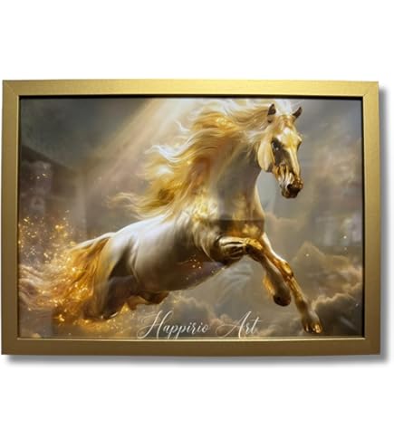 Amazon.co.jp: 黒い馬の絵画キャンバスアート：野生動物絵のプリント