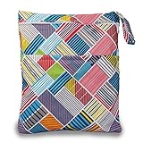 iZivベビー防水再利用可能 ウェットとドライ おむつバッグポーチダブルジッパー印刷おむつ袋(カラフル)