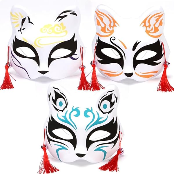 Amazon | [Yesallwas] お面 狐 可愛い 狐面 きつね おめん 3枚