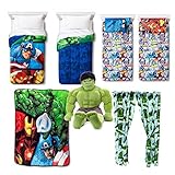 Marvel Avengers 8 Piece Twin Bedding Set - Reversible Comforter, 3 Piece Sheet Set, Ultra Soft Throw