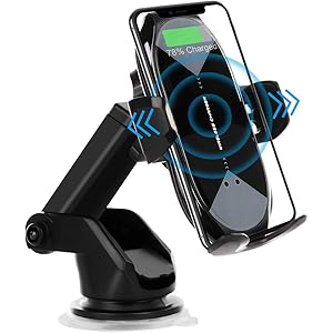 車載Qi ワイヤレス充電車載ホルダー 10W/7.5W 急速ワイヤレス充電器 車載スマホホルダー360度回転 粘着式&吹…