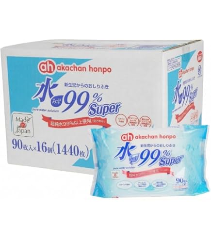Amazon.co.jp: Akachan Honpo 99% Water Super Baby Wipes 90 Sheets x