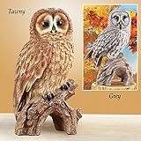 GREAT Grey Owl on Branch Figurine