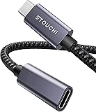 Stouchi USB Type-C 延長ケーブル 0.5M【PD100W/5A急速充電・10Gbps高速転送・4K@60Hz映像出力】USB 3.2 Gen2 / Thunderbolt 3対応 双方向Type-C オス-メス アルミ合金 高耐久ナイロン編組 MacBook/iPhone/Galaxy/Switch / PSVR2 / Surface 対応 (グレー, 0.5M)