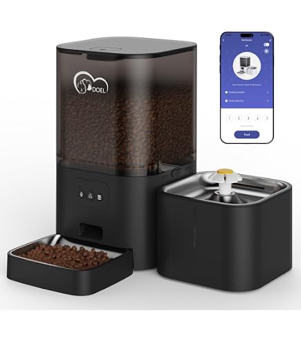 Amazon | DUDUPET 自動給餌器 猫 給餌器＆給水器 (ホワイト-WIFI式
