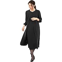 [アッドルージュ] 喪服 礼服 レディース ブラックフォーマル ワンピース単品 大きいサイズ 小さいサイズ ロング丈 ゆったり 春 夏 秋 冬 オールシーズン 体型カバー 洗える【m5381】