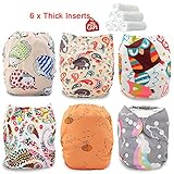 iZiv新生児6厚いおむつ付きオーガニック幼児防水/調整/再利用可能/洗えるポケット布おむつのフィット赤ちゃん0.5-3歳（カラー 6）