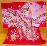 【正絹】 お宮参り着物　（初着・産着）　女児　M3-14　手毬に熨斗目・朱赤地　新品仕立上り　★　 もれなく５大特典付！