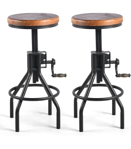 Dulton S245-86ABK Bar Stool, Antique Black, Height 23.6-31.5 x